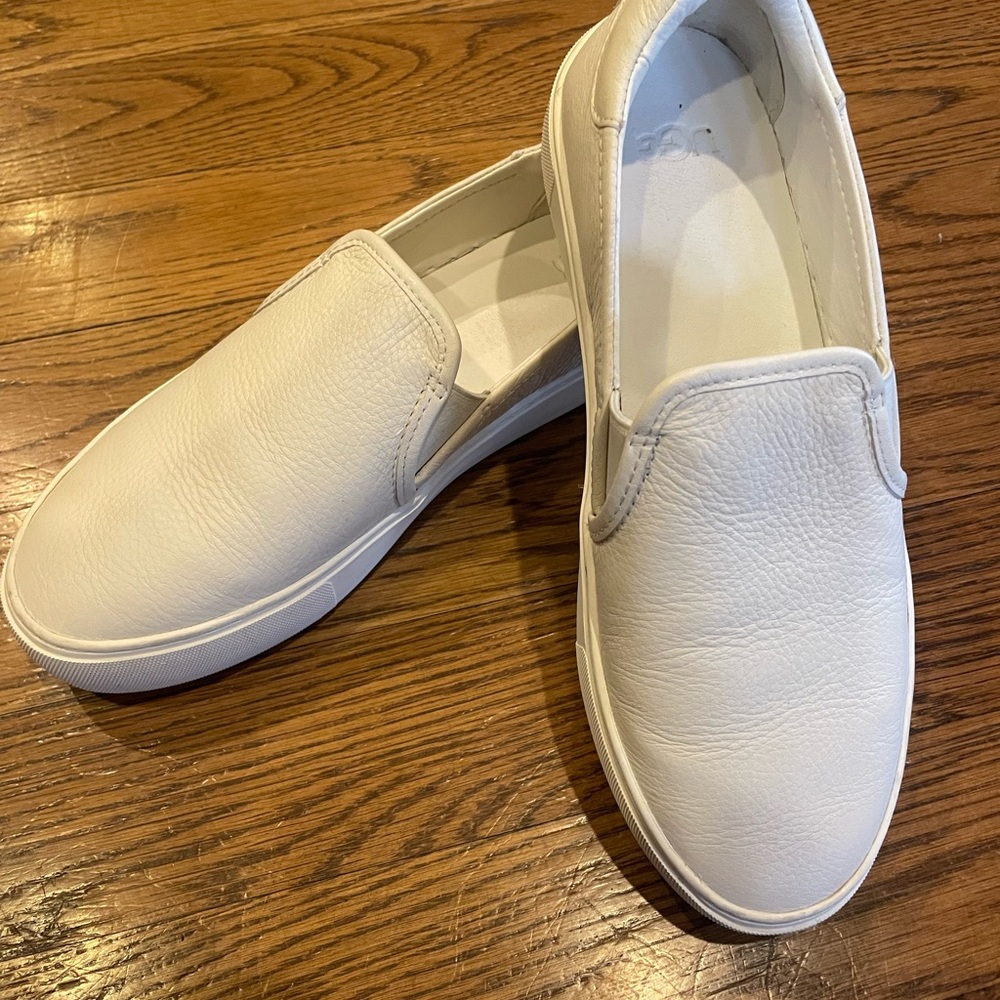 UGG Jass white leather slip ons
